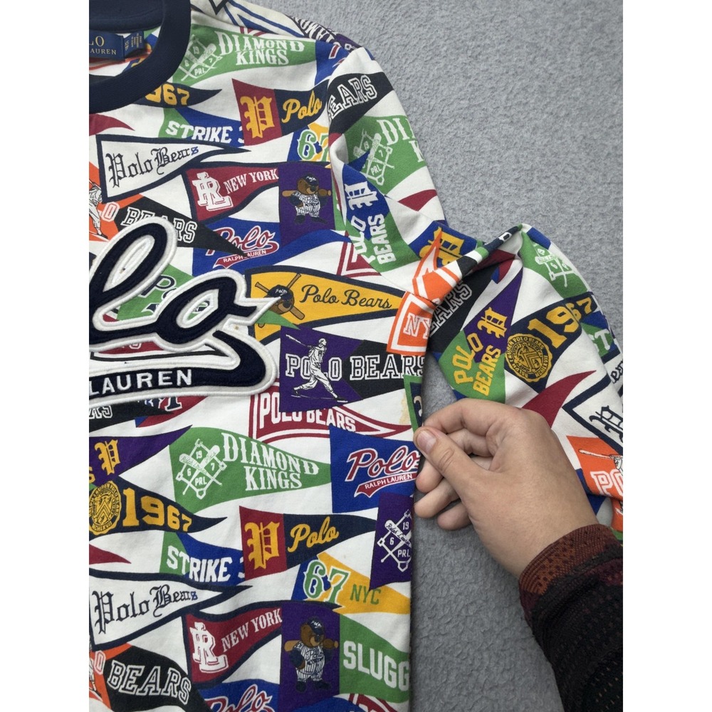Polo Ralph Lauren Sweatshirt Mens XS Multicolor Pennant Fleece Pullover Logo - Picture 6 of 15